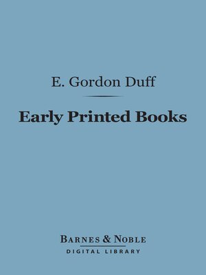 cover image of Early Printed Books (Barnes & Noble Digital Library)